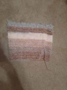 Crochet skirt in varying shades of brown and cream