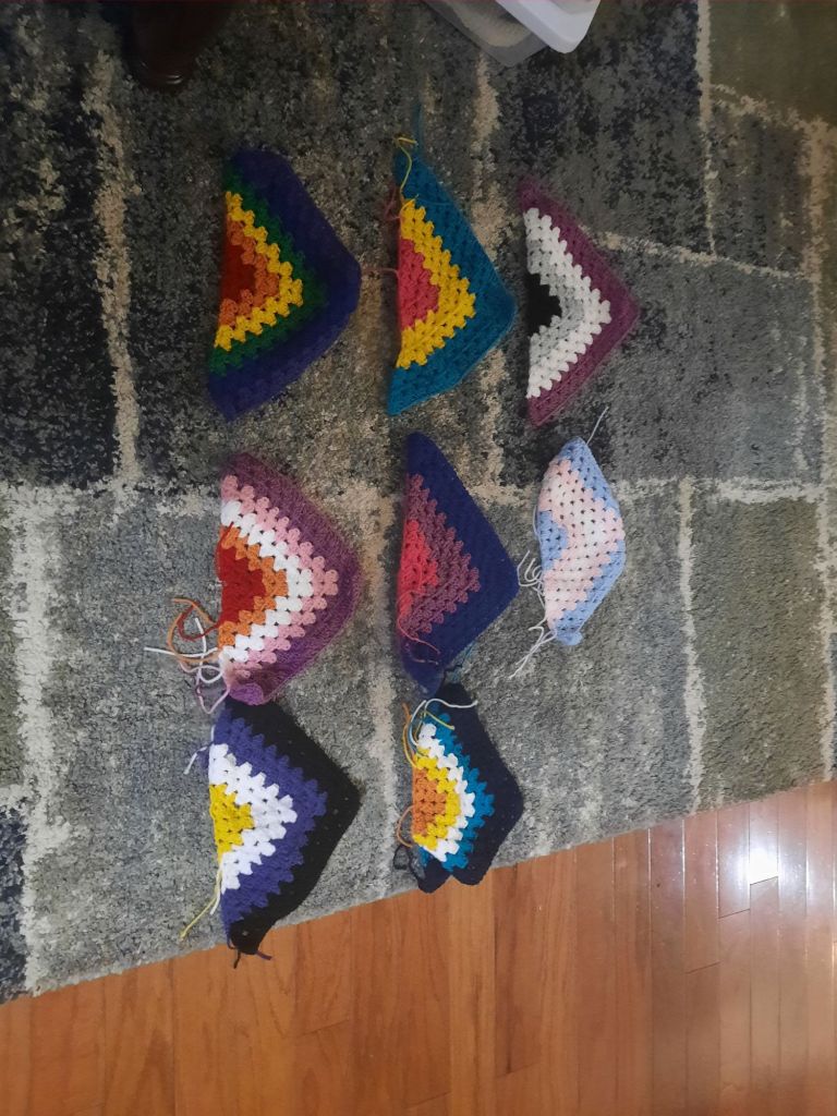Crocheted pride bandanas