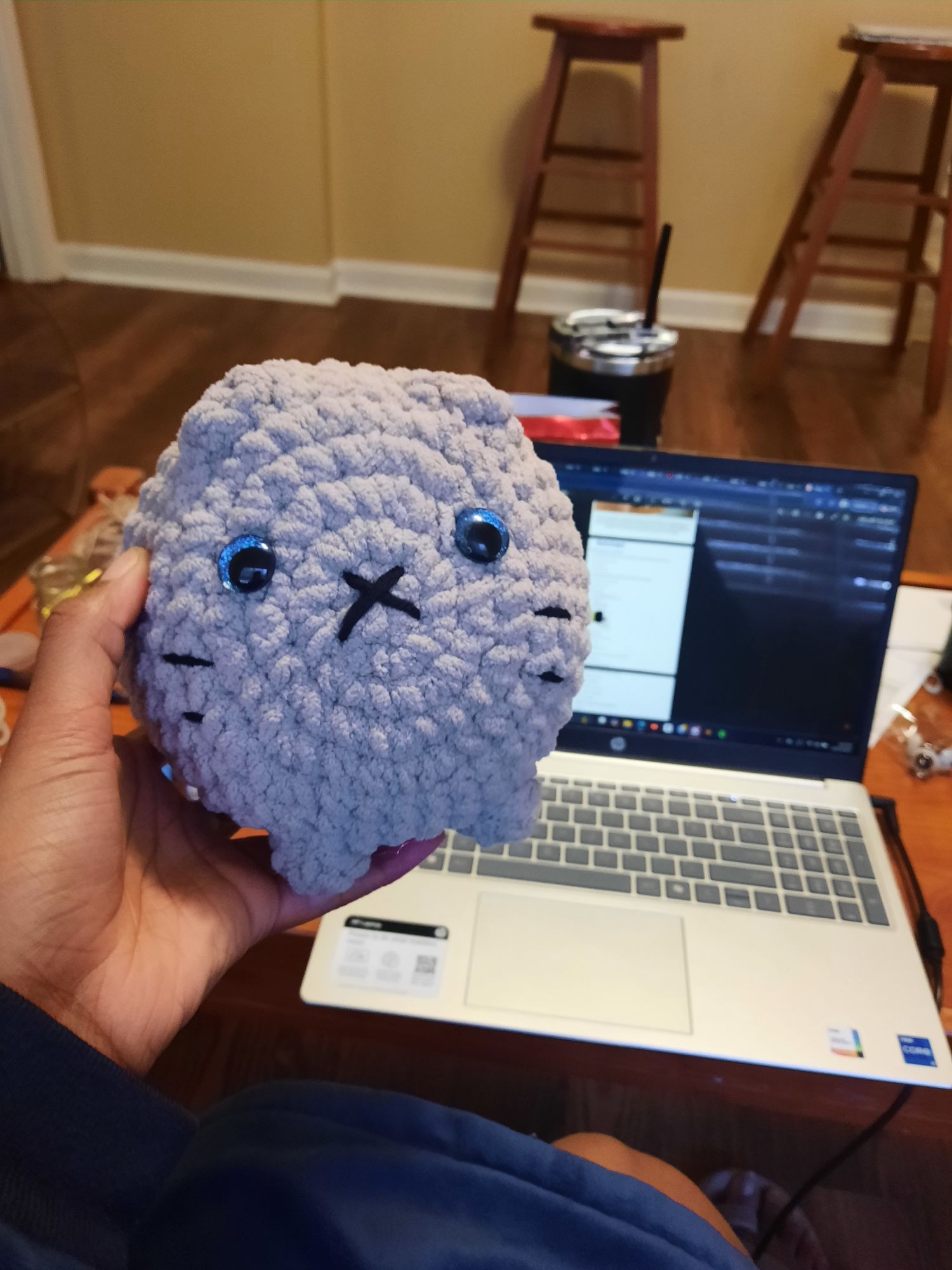 Grey crochet loaf cat