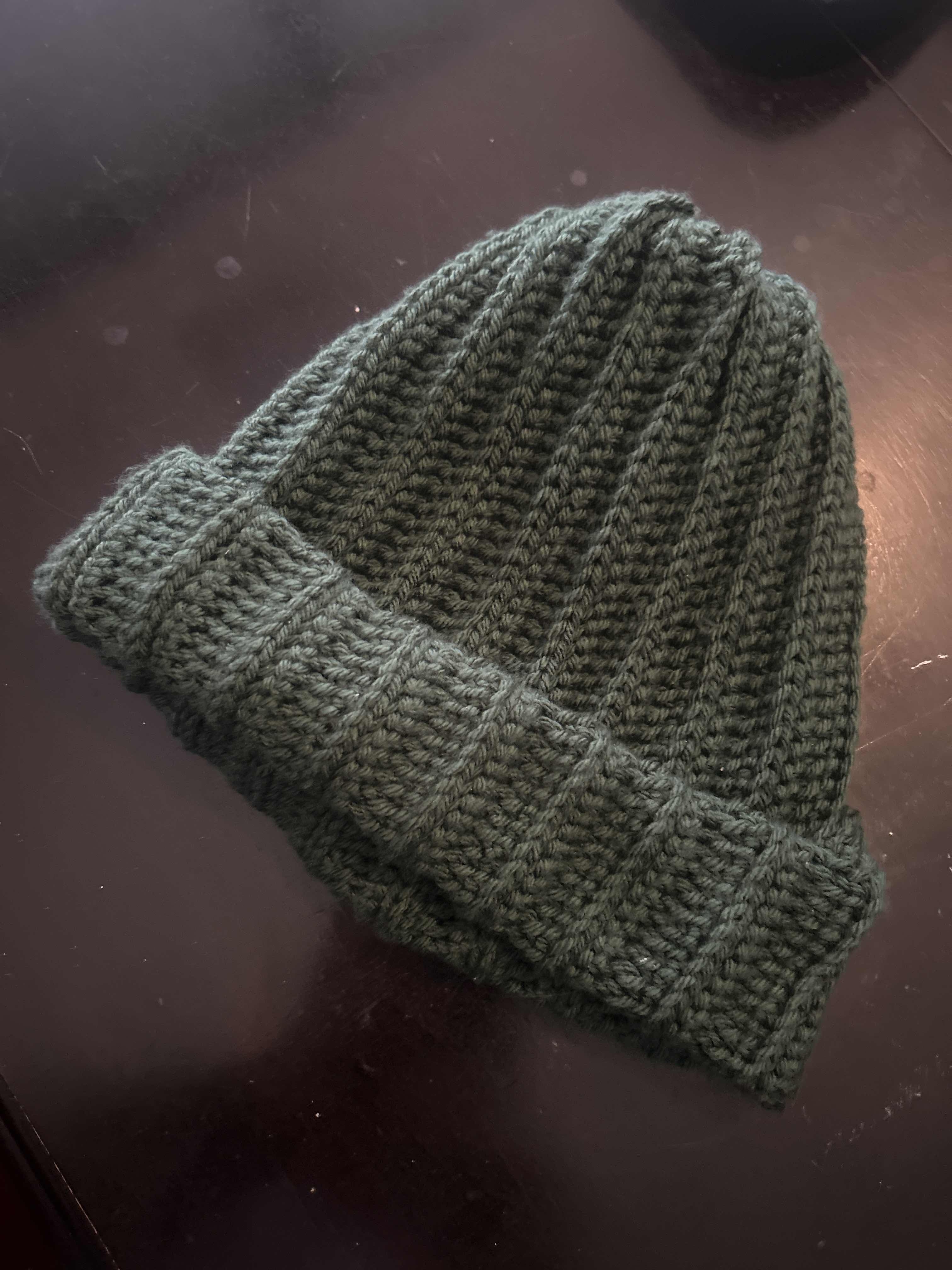 Dark green crochet beanie