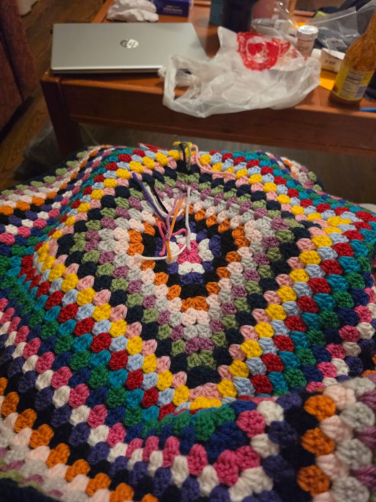 Colorful crochet blanket
